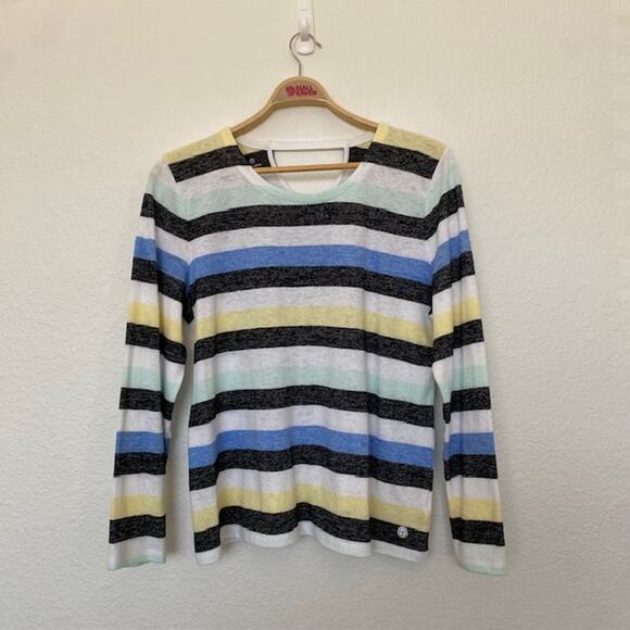 Talbots T by Talbots Soft Knit Long Sleeve Top Keyhole Colorful Women's XL - Picture 1 of 8